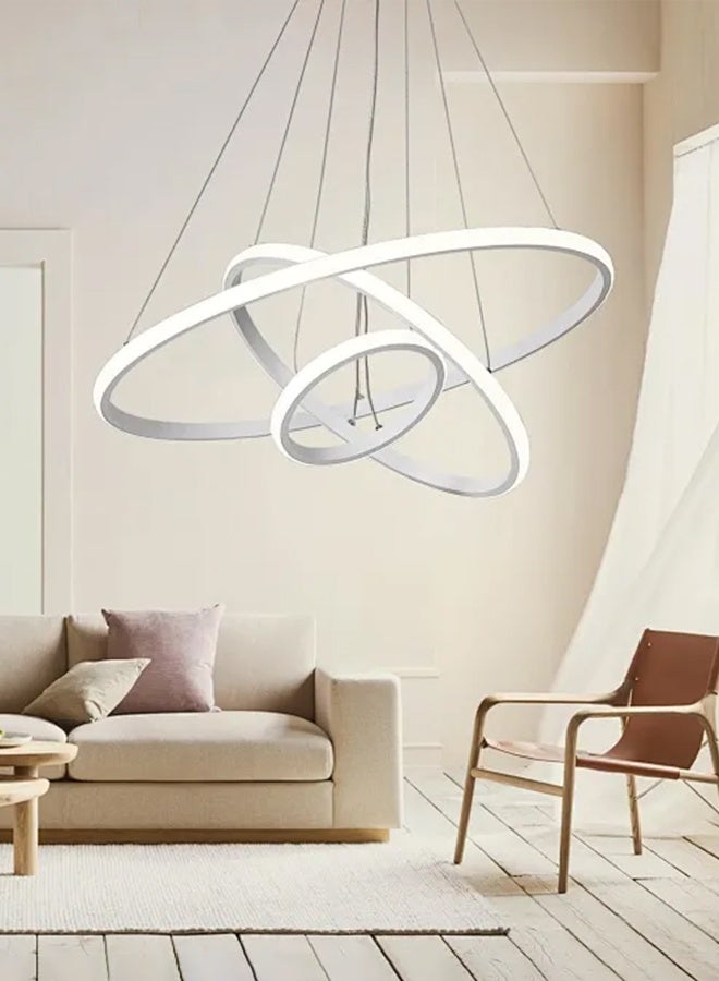 أبيكس ثريات LED حديثة ذكية، 3 حلقات LED قلادة ضوء لاعبا أساسيا عكس الضوء LED دائري معاصر مع تطبيق BT اللاسلكي الذكي للتحكم عن بعد 3 ألوان في - Image 3