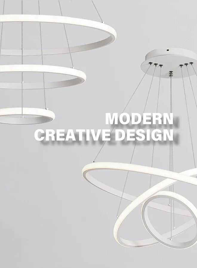 أبيكس ثريات LED حديثة ذكية، 3 حلقات LED قلادة ضوء لاعبا أساسيا عكس الضوء LED دائري معاصر مع تطبيق BT اللاسلكي الذكي للتحكم عن بعد 3 ألوان في - Image 5