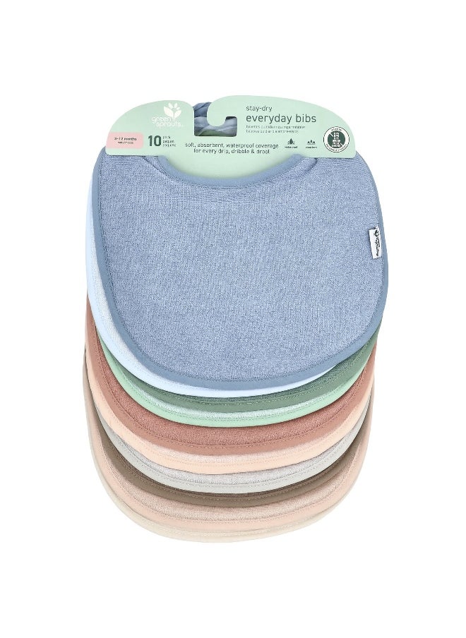 green sprouts Green Sprouts, Stay-Dry Everyday Bibs, 3-12 Months, Multicolor, 10 Pack  - Image 1