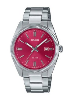 Analog Quartz Red Dial Stainless Steel Men's Watch MTP-1302D-4AV