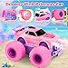 Drefirsa Princess Remote Control Car for Girl Pink Monster Truck with DIY Sticker Headlight Colorful Wheel Light Rotation Spin and Spray Toy Cars for Girl Age 46 68 812 Birthday Gift - Image 4
