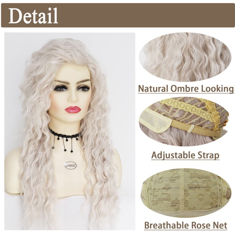 GNIMEGIL 80s Big Curly Blonde Wigs for Women Long Curly Wig Natural Wave Hair Realistic Wigs for White Women Cosplay Party Theater Costume Wig - Image 5