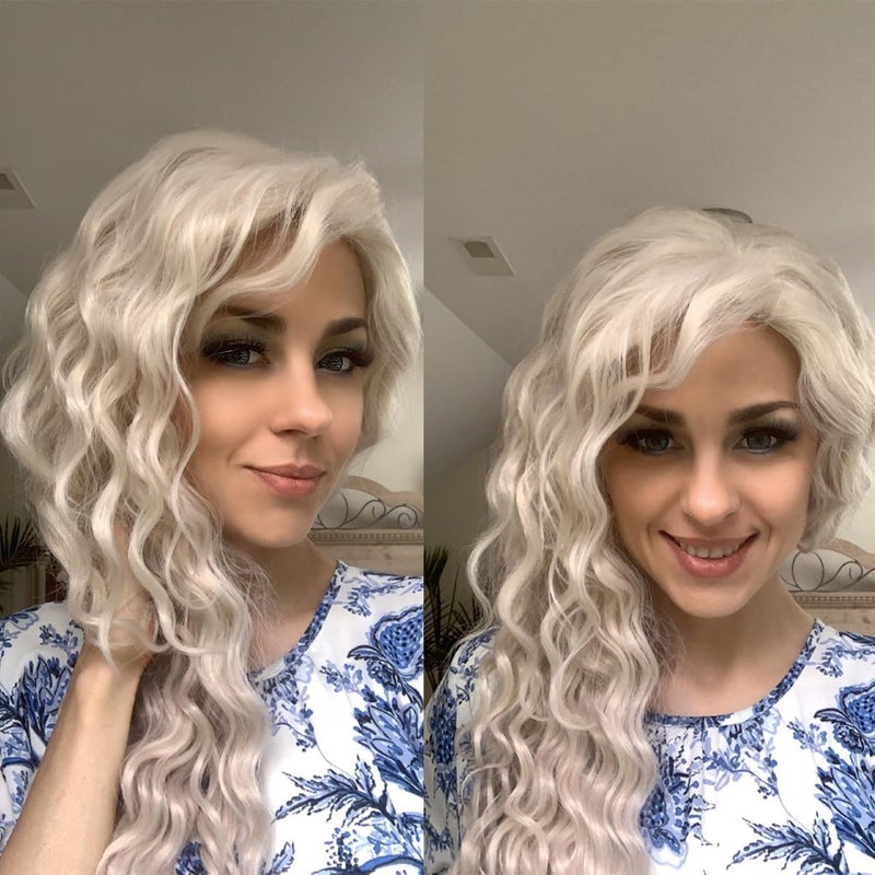 GNIMEGIL 80s Big Curly Blonde Wigs for Women Long Curly Wig Natural Wave Hair Realistic Wigs for White Women Cosplay Party Theater Costume Wig - Image 3