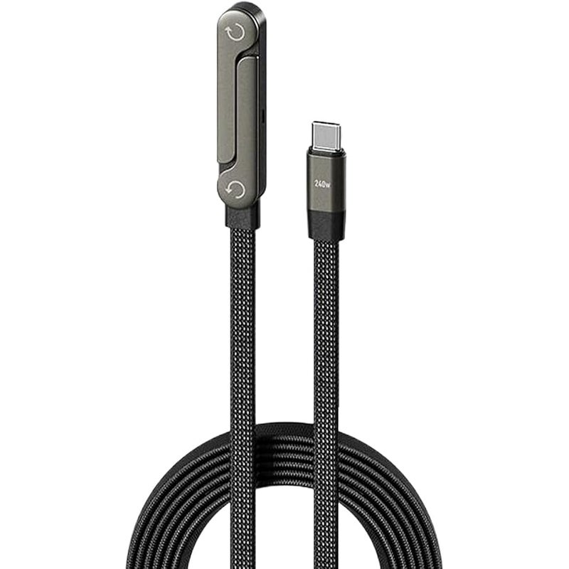 USB C to USB C Cable, With Stand, 1.5 Meters, Support up to 240W, Phone Charger Cord Foldable Durable, USB Type C Data Cable, Black - Image 1