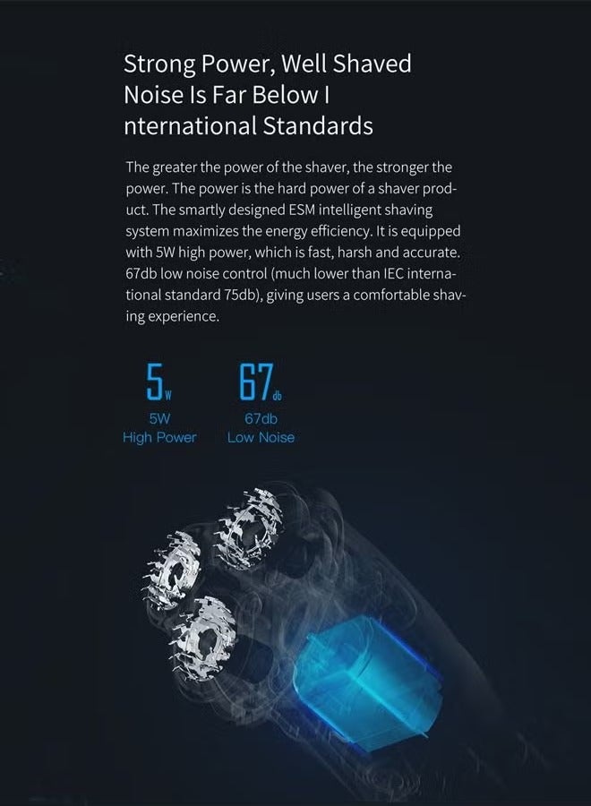 إنشن ماكينة حلاقة كهربائية لإزالة شعر الوجه بمنفذ USB وماكينة حلاقة دوارة مقاومة للماء وماكينة تشذيب اللحية للرجال مع شاشة رقمية - Image 4