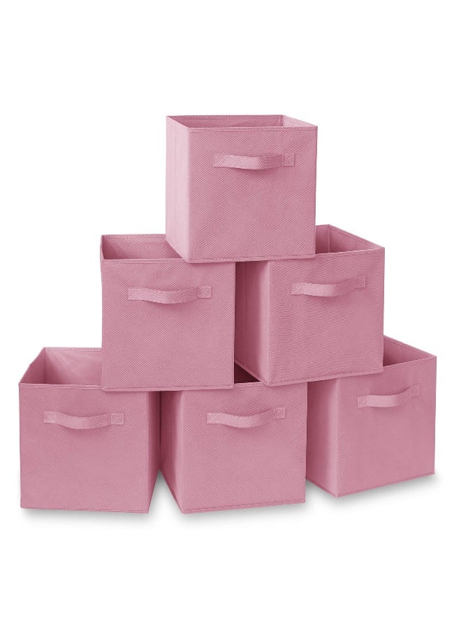 Casafield Set of 6 Collapsible Fabric Cube Storage Bins, Light Pink - 11" Foldable Cloth Baskets for Shelves, Cubby Organizers & More - Image 1