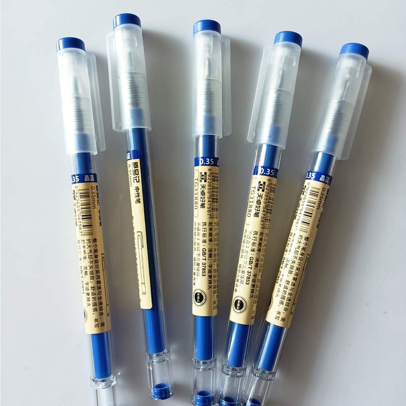 sencoo 5 pack Blue Gel Ink Pen Extra Fine Point Pens Ballpoint pen 0.35mm Blue For Office School Stationery Students Pens - Image 2