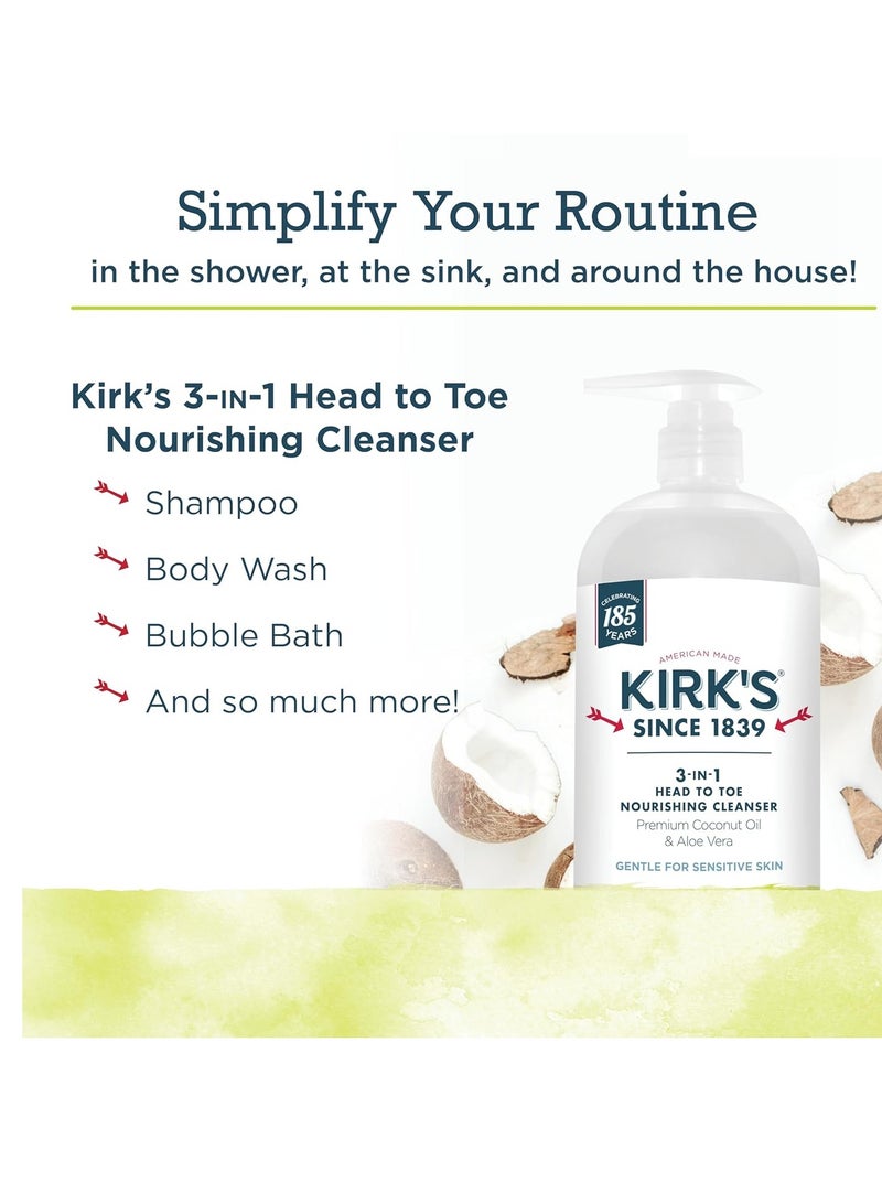 Kirk's Kirk's 3-in-1 Head to Toe Nourishing Liquid Cleanser- for Men, Women & Children - Premium Coconut Oil & Aloe Vera- Non GMO & Vegan -Juniper & Lime - 32 Fl Oz 2 Pack - Image 2