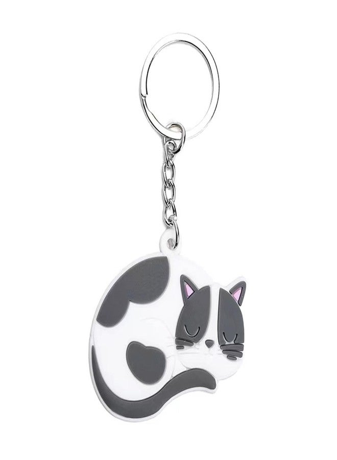 POYAMUSE Lovely Cats Keyring - Cartoon Cat Key chain for Women Girls Pet Memorial Jewelry - Cat Shows Cat Cafes Souvenir-cow - Image 1