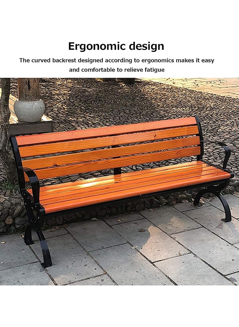 Generic Outdoor Garden Bench, Patio Wooden Picnic Bench, Porch Bench Outdoor, Wood Front Porch Chair, 705Lbs Weight Capacity, Heavy-Duty Steel Frame, for Patio Porch Deck Yard Lawn  - Image 2