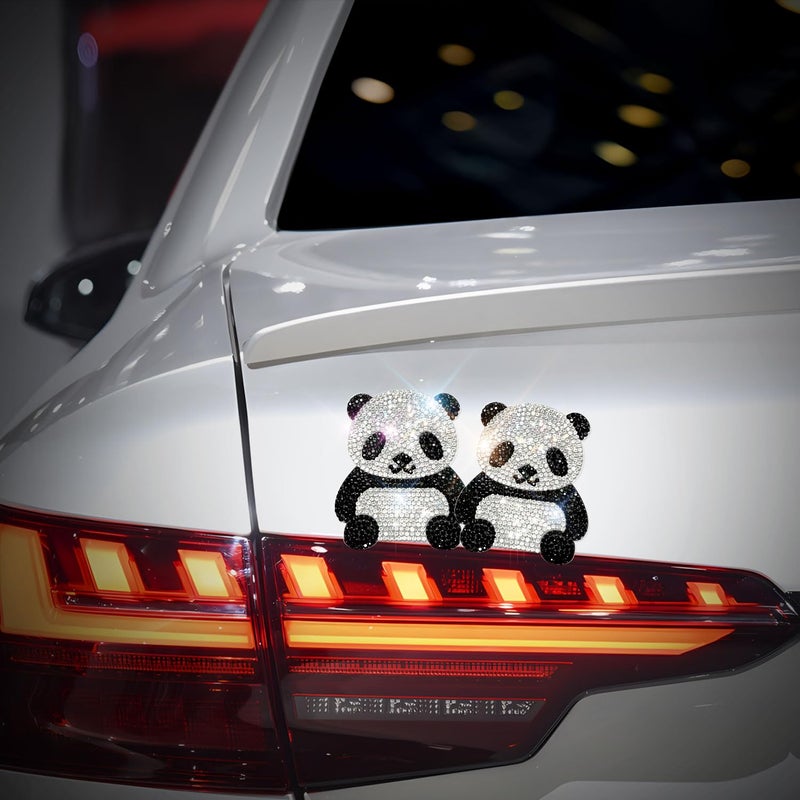 Murimt 2Pcs Bling Panda Rhinestone Stickers Car Stickers and Decals for Women Bling Car Accessories Cover Scratches Mobile Phones Tablets Computers Notepads Water Cups Stickers Decals and Decorations - Image 3