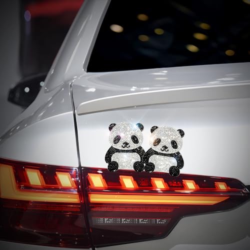 Murimt 2Pcs Bling Panda Rhinestone Stickers Car Stickers and Decals for Women Bling Car Accessories Cover Scratches Mobile Phones Tablets Computers Notepads Water Cups Stickers Decals and Decorations - Image 1