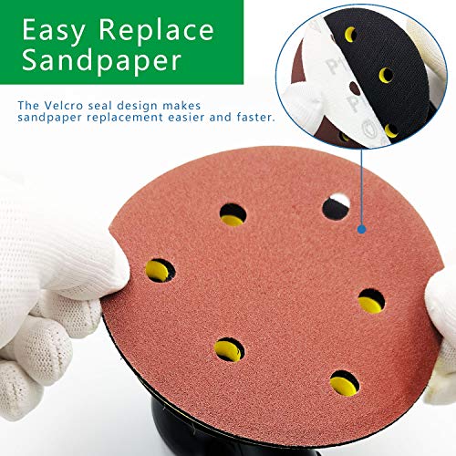 StrongTools Air Random Orbital Sander, 5"6"Vacuum Air Sander, Dual Action Pneumatic Sander include5 inch 6 Inch Pads and sandpaper, Polisher for Car or Metal (Self-Vacuum) - Image 5