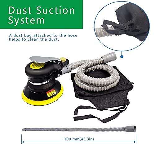 StrongTools Air Random Orbital Sander, 5"6"Vacuum Air Sander, Dual Action Pneumatic Sander include5 inch 6 Inch Pads and sandpaper, Polisher for Car or Metal (Self-Vacuum) - Image 3
