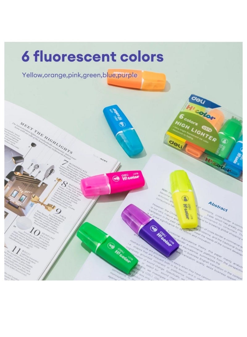 Deli 6-Piece Mini Flourescent Highlighters Multicolour - Image 2