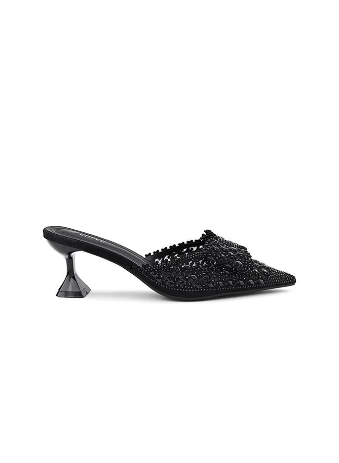 Cuple Cuple Embellished Bow Heeled Mules