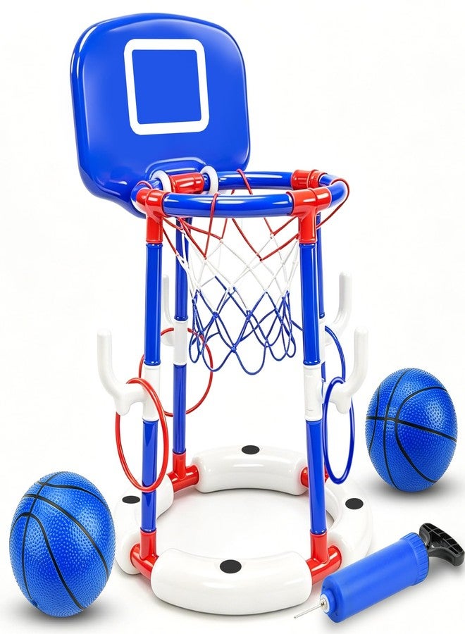 BUUFAN 2 in 1 Pool Basketball Hoop and Ring Toss Game Set, Floating Water Toy with Balls, Rings and Pump, Easy Setup Swimming Play Set for Kids Adults Family Summer Fun Indoor Outdoor - Image 1