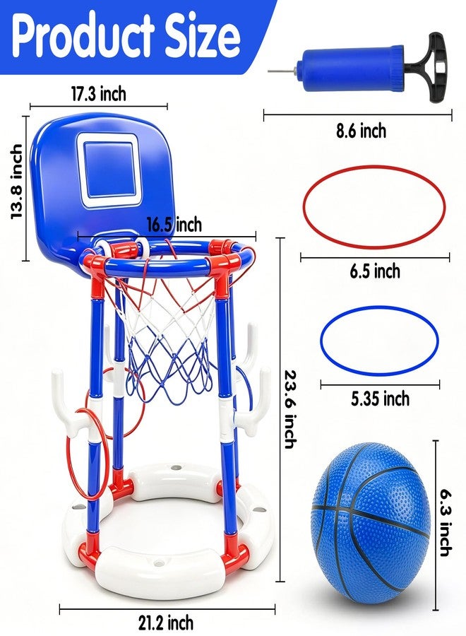 BUUFAN 2 in 1 Pool Basketball Hoop and Ring Toss Game Set, Floating Water Toy with Balls, Rings and Pump, Easy Setup Swimming Play Set for Kids Adults Family Summer Fun Indoor Outdoor - Image 3