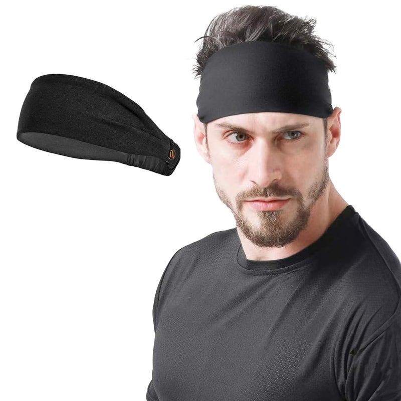 WiseLife Lightweight Headband for Men & Women | Strapless Sweatband for Gym | Sports Unisex Head Band for Exercise, Fitness, Workout, Tennis, Cycling, Badminton & Other Sports (Black) - Image 1