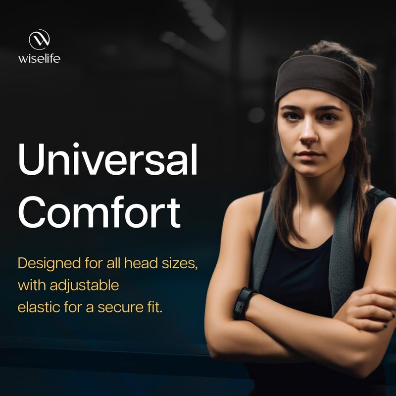WiseLife Lightweight Headband for Men & Women | Strapless Sweatband for Gym | Sports Unisex Head Band for Exercise, Fitness, Workout, Tennis, Cycling, Badminton & Other Sports (Black) - Image 5