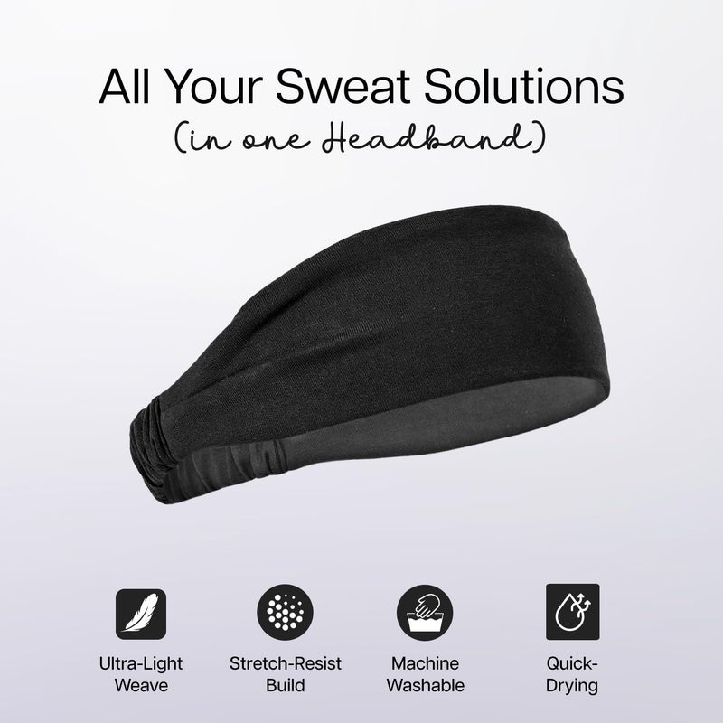 WiseLife Lightweight Headband for Men & Women | Strapless Sweatband for Gym | Sports Unisex Head Band for Exercise, Fitness, Workout, Tennis, Cycling, Badminton & Other Sports (Black) - Image 3