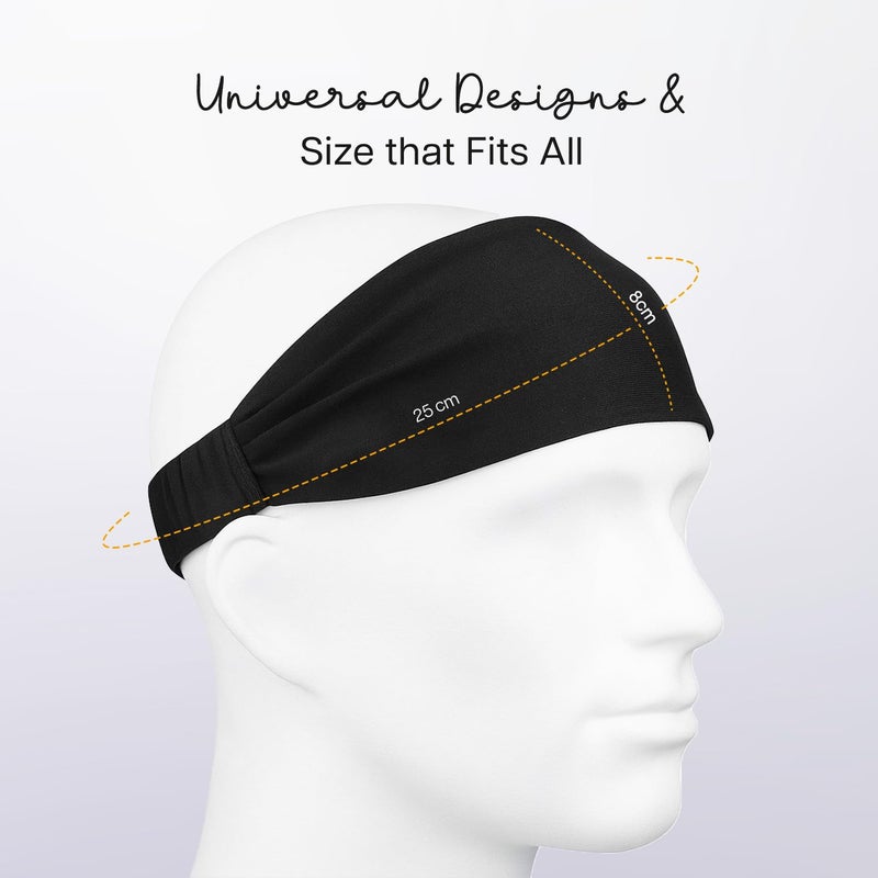 WiseLife Lightweight Headband for Men & Women | Strapless Sweatband for Gym | Sports Unisex Head Band for Exercise, Fitness, Workout, Tennis, Cycling, Badminton & Other Sports (Black) - Image 2