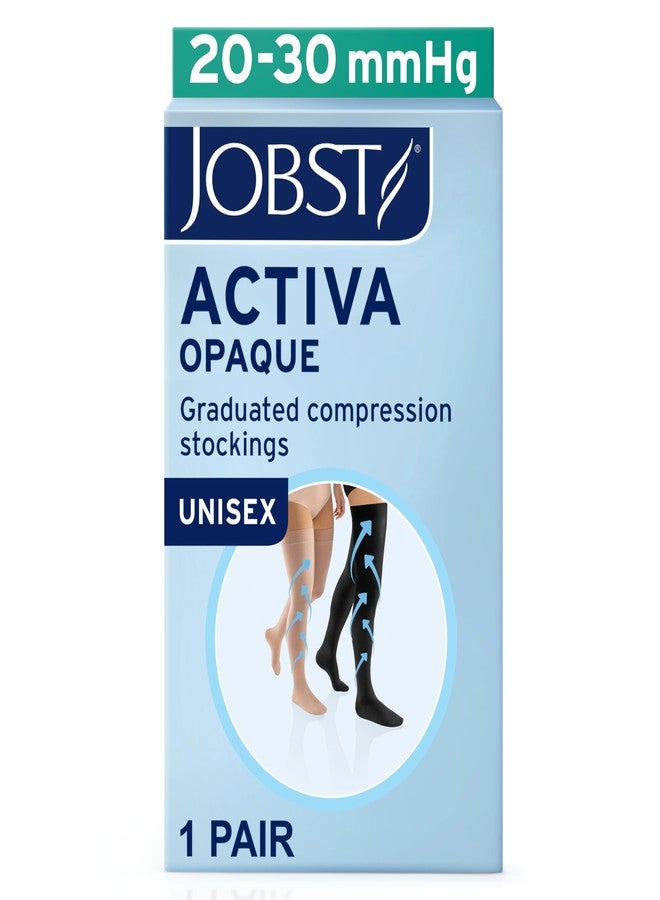 جوبست جوارب ضغط JOBST ACTIVA غير شفافة، ضغط 20-30 مم زئبق، للنساء والرجال، تصل إلى أعلى الفخذ، مغلقة من الأمام، لون بيج ناعم، مقاس متوسط - Image 2