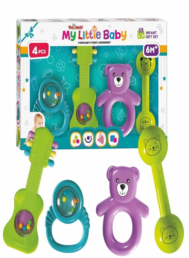 Toymate My Little Baby Infant Rattle Gift Set, 4 Piece Rattle Set for Babies 0-6 Months Musical Sensory Toys, Non-Toxic Plastic, Multicolour - Image 1