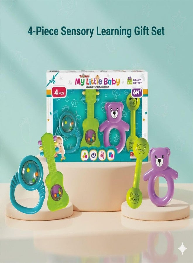Toymate My Little Baby Infant Rattle Gift Set, 4 Piece Rattle Set for Babies 0-6 Months Musical Sensory Toys, Non-Toxic Plastic, Multicolour - Image 4