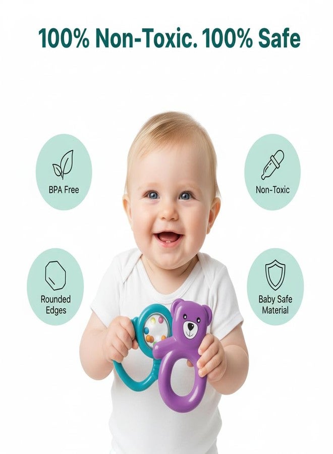 Toymate My Little Baby Infant Rattle Gift Set, 4 Piece Rattle Set for Babies 0-6 Months Musical Sensory Toys, Non-Toxic Plastic, Multicolour - Image 5