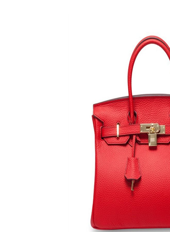Loquat Gold Buckle Leather Handbag Red  - Image 3