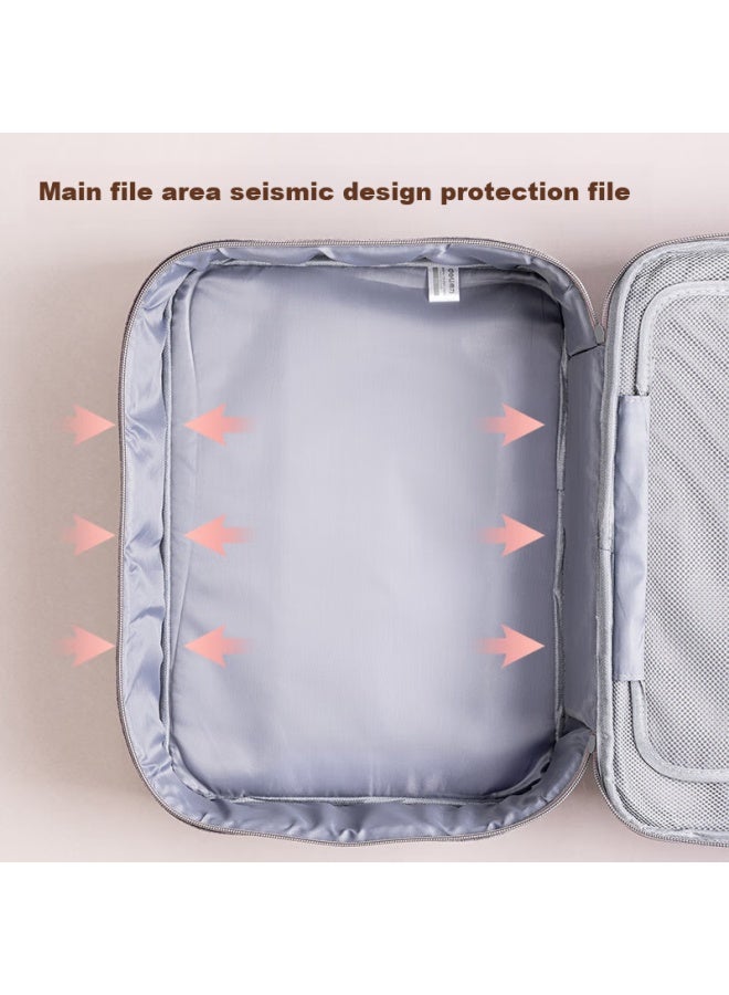 Deli Doent Organizer, File And Doent Classification Storage, Large Capacity Handheld Waterproof And Dustproof, Double-layer, Gray, 63758 - Image 5