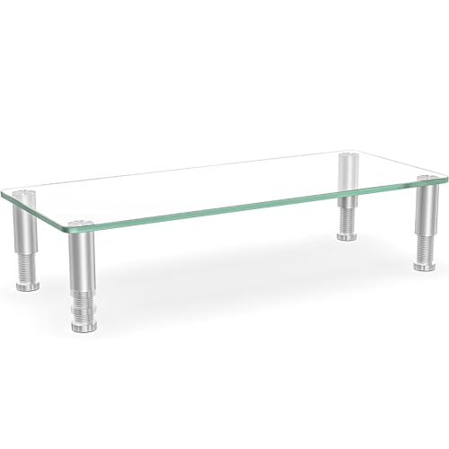 Hemudu Clear Computer Monitor Riser with Height Adjustable Multi Media Desktop Stand for Flat Screen LCD LED TV LaptopNotebookXbox OneHD01T001 - Image 1