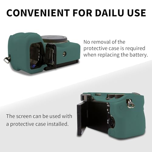 Easy Hood Camera Case for Sony Alpha 6700, Soft Silicone Protective Cover a6700 DSLR Camera Anti-Scratch Slim Fit Body Skin Protector Housing Sleeve for Sony A6700 Mirrorless Camera Green - Image 4