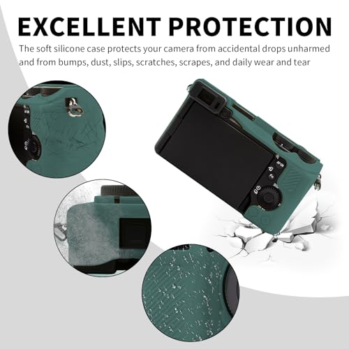 Easy Hood Camera Case for Sony Alpha 6700, Soft Silicone Protective Cover a6700 DSLR Camera Anti-Scratch Slim Fit Body Skin Protector Housing Sleeve for Sony A6700 Mirrorless Camera Green - Image 2