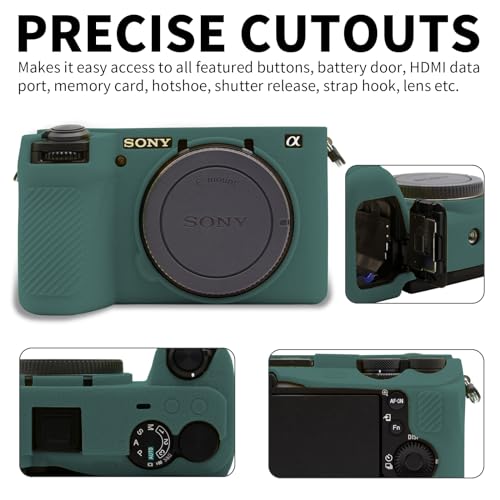 Easy Hood Camera Case for Sony Alpha 6700, Soft Silicone Protective Cover a6700 DSLR Camera Anti-Scratch Slim Fit Body Skin Protector Housing Sleeve for Sony A6700 Mirrorless Camera Green - Image 3
