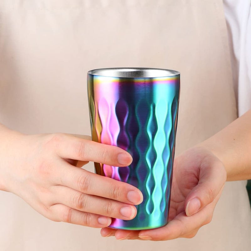 BOOTLION 10oz Stainless Steel Cup Set, 6Pcs Double Wall Metal Cupï¼ŒVacuum Stackable Insulated Portable Drinking Tumblers Unbreakable Glassesï¼Œfor Home Outdoor Restaurant (Rainbow Color) - Image 2