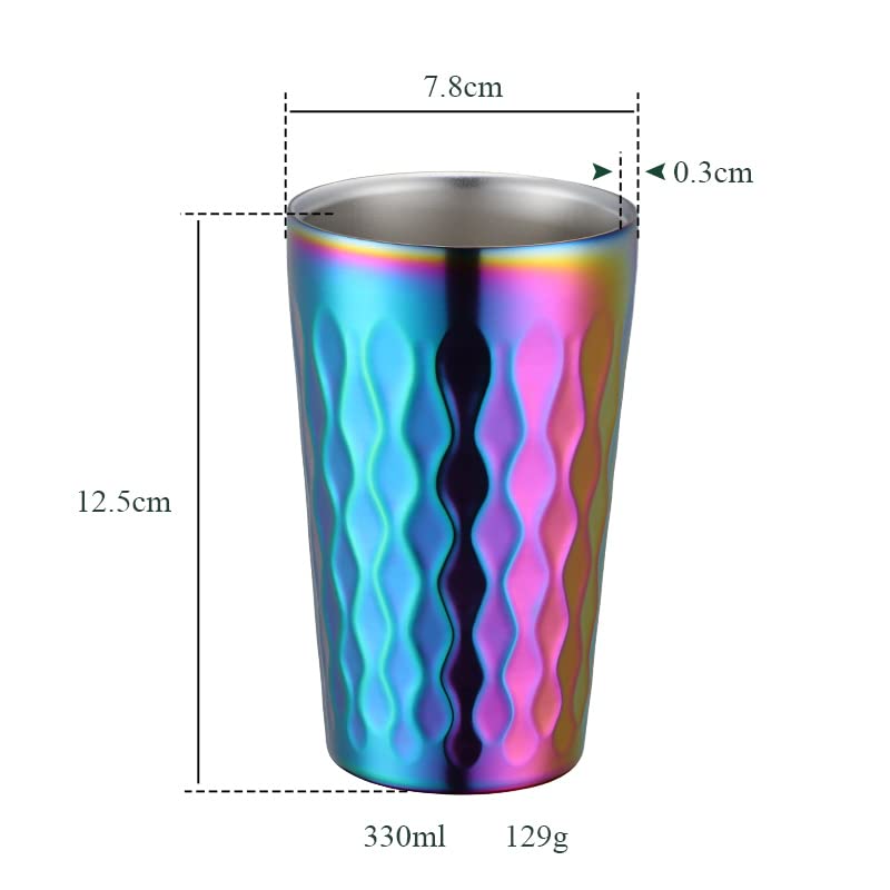 BOOTLION 10oz Stainless Steel Cup Set, 6Pcs Double Wall Metal Cupï¼ŒVacuum Stackable Insulated Portable Drinking Tumblers Unbreakable Glassesï¼Œfor Home Outdoor Restaurant (Rainbow Color) - Image 3