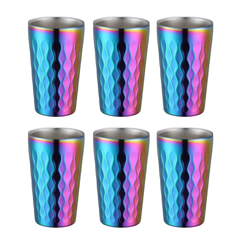 BOOTLION 10oz Stainless Steel Cup Set, 6Pcs Double Wall Metal Cupï¼ŒVacuum Stackable Insulated Portable Drinking Tumblers Unbreakable Glassesï¼Œfor Home Outdoor Restaurant (Rainbow Color) - Image 1