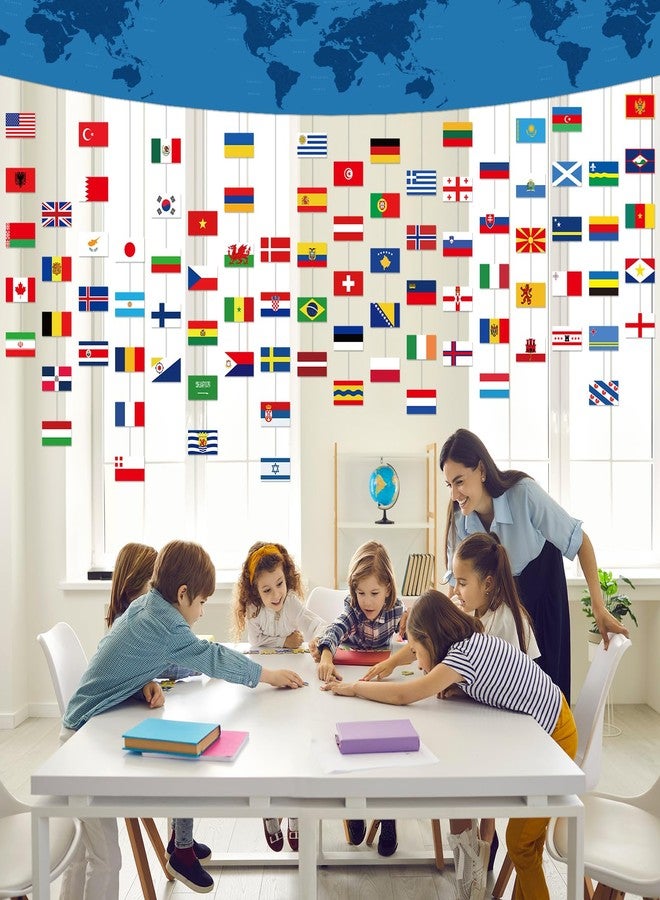 Leinuosen International Flag Banner 144 x 15 inch World Map Banner with 90 Countries String Flag National Decoration Set for School Classroom Sports Club Birthday Party Supplies Decor(World Map) - Image 5