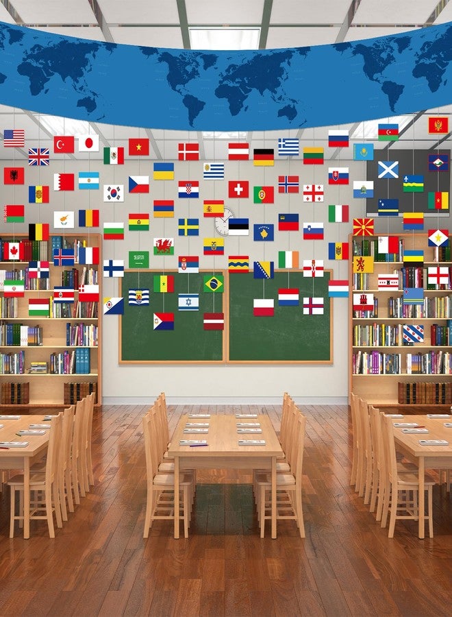 Leinuosen International Flag Banner 144 x 15 inch World Map Banner with 90 Countries String Flag National Decoration Set for School Classroom Sports Club Birthday Party Supplies Decor(World Map) - Image 4