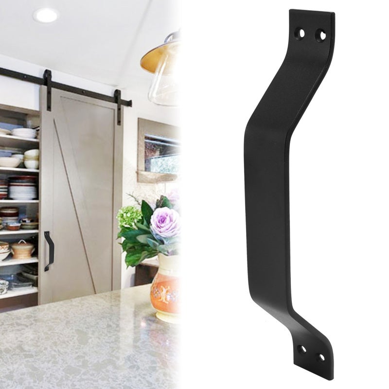 Barn Door Handle Carbon Steel Garage Door Handle for Wooden Fence Door Outdoor Indoor Black - Image 3