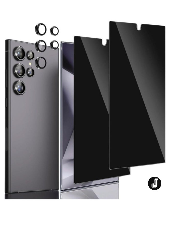JAJEEK "2024 Privacy Screen Protector for Samsung Galaxy S24 Ultra – Tempered Glass with CD Texture, Anti-Spy, Fingerprint ID Support, Black Camera Lens Protection, Full Coverage" - Image 1