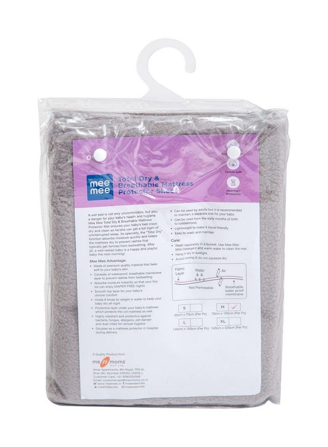 mee mee Reusable Water Proof Cotton Bed Protector Sheet Extra Absorbent Mat Dry Sheets Urine Sheet Dry Mat(Small Dark Pink)(50Cmx70Cm) (Small Grey) - Image 4