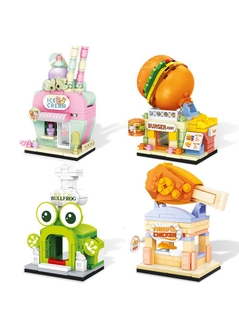 4pcs Street View Small Building Blocks for Children's DIY Toys Desktop Decoration - Image 1