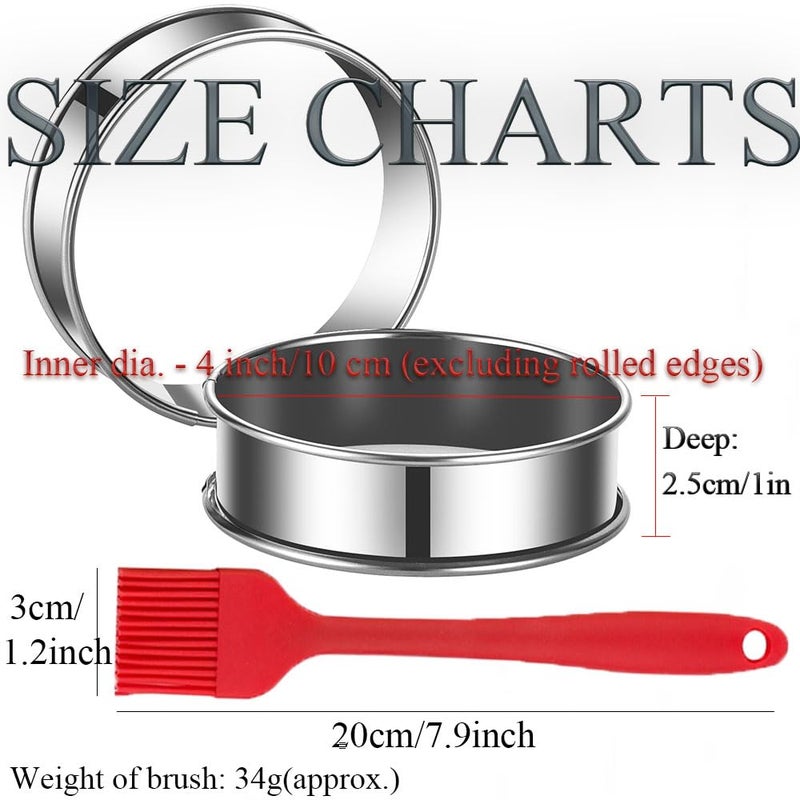 DATANYA 8Pack 4 Inch English Muffin Rings, Stainless Steel Double Rolled Tart Rings, Round Metal Cooking Pastry Ring Molds for Baking - Image 2