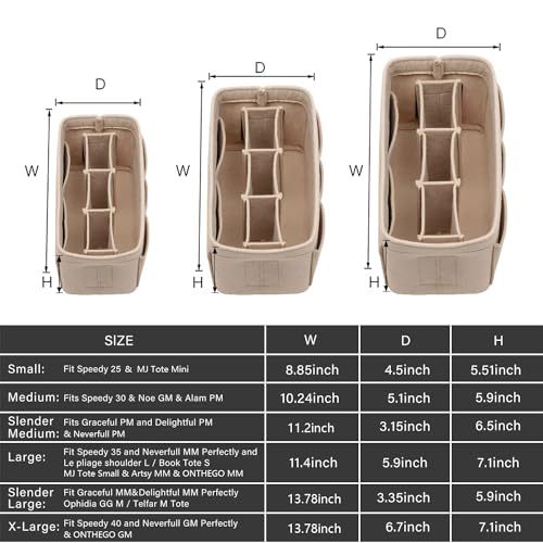 ZTUJO Purse Organizer Insert, Felt Bag Organizer For Handbag Purse Organizer,13 Colors, 6 Size (X-Large, Beige) - Image 2
