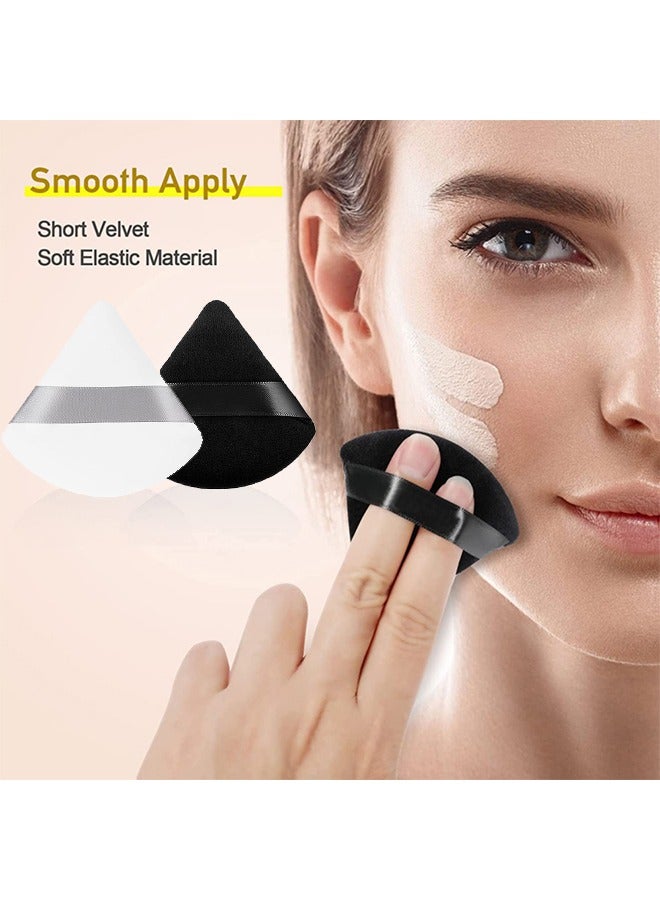2-Pcs Black/White Soft Velvet Face Makeup Triangle Powder Puff -Soft Beauty Cosmetic Makeup Tools For Foundation 7x7.2CM - Image 2