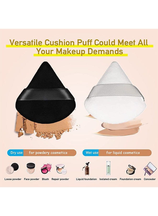 2-Pcs Black/White Soft Velvet Face Makeup Triangle Powder Puff -Soft Beauty Cosmetic Makeup Tools For Foundation 7x7.2CM - Image 3