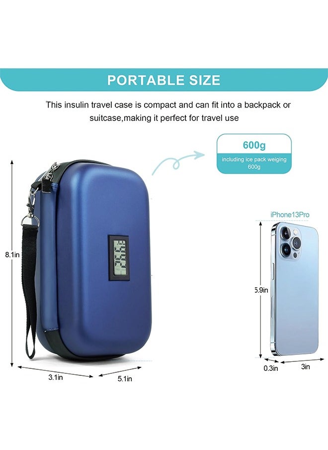 Generic - 24h Insulin Cooler Travel Case with Thermometer TSA Approved Refrigerated Medicine Cooler for Travel with Thermometer Temperature Display Diabetic Travel Case Bag with 2 Ice Packs for Daily Life Trip - Image 1